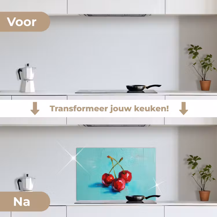 Spatscherm keuken - Kersen - Rood - Drie - Geverfd — 3