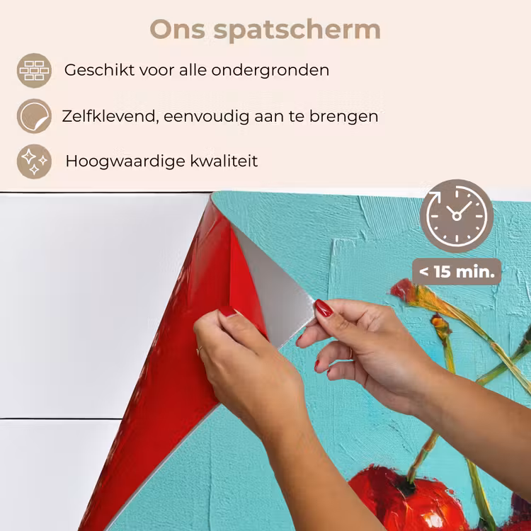 Spatscherm keuken - Kersen - Rood - Drie - Geverfd — 4