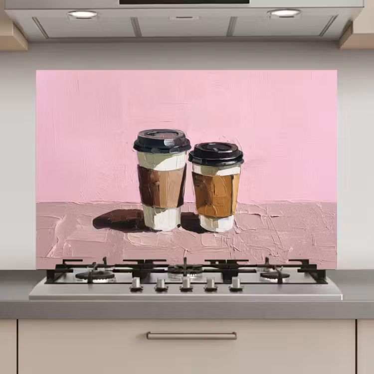 Spatscherm keuken - Koffiebekers - Deksel - Verf - Textuur — 1