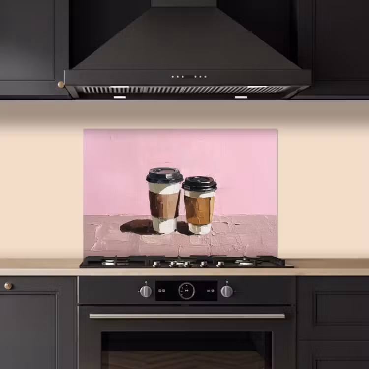 Spatscherm keuken - Koffiebekers - Deksel - Verf - Textuur — 2