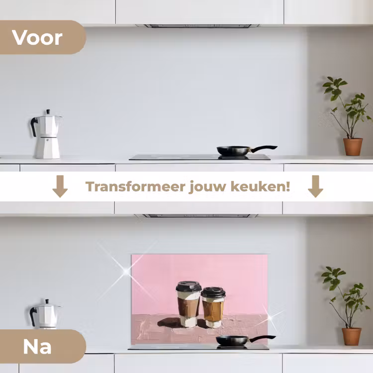 Spatscherm keuken - Koffiebekers - Deksel - Verf - Textuur — 3