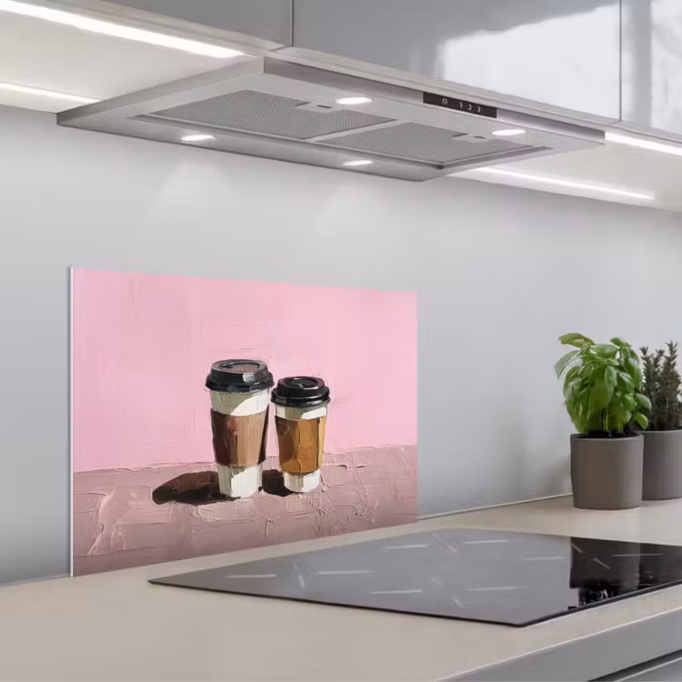 Spatscherm keuken - Koffiebekers - Deksel - Verf - Textuur — 5