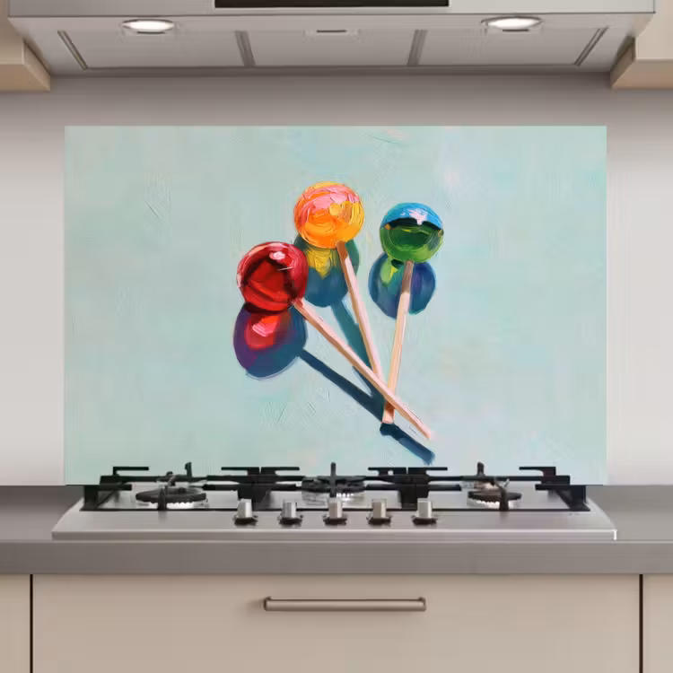 Spatscherm keuken - Lollys - Schaduw - Drie - Blauw — 1