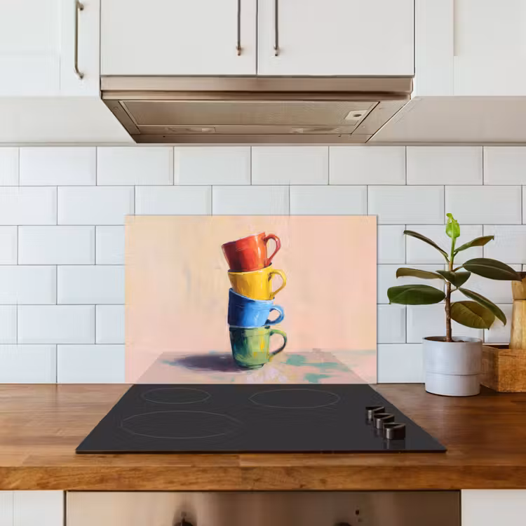Spatscherm keuken - Mokken - Gestapeld - Keramiek - Kleurrijk — 6