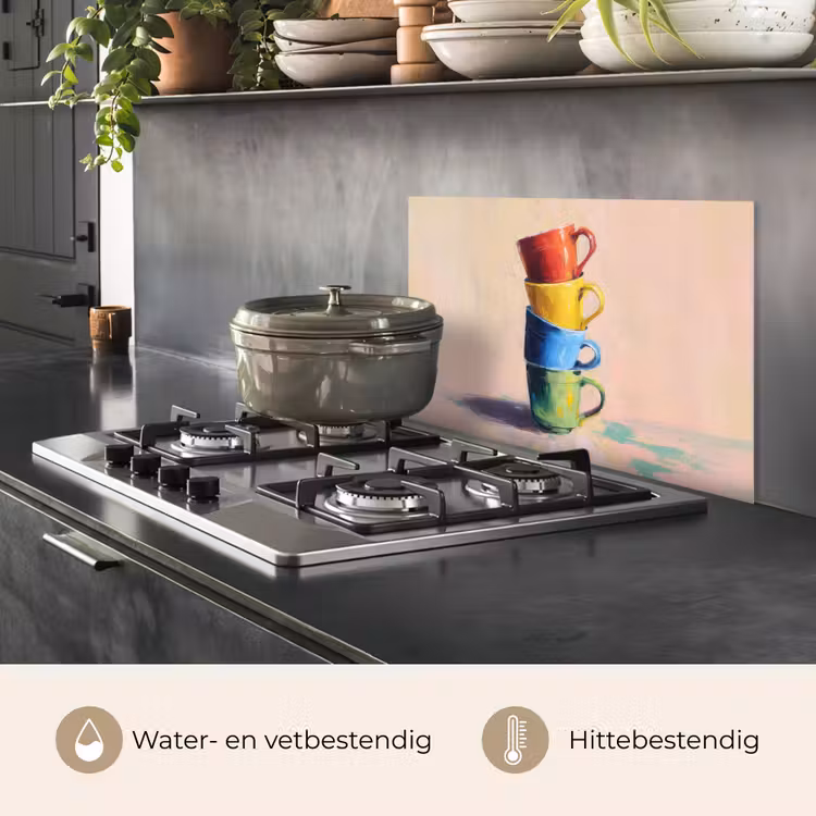 Spatscherm keuken - Mokken - Gestapeld - Keramiek - Kleurrijk — 7