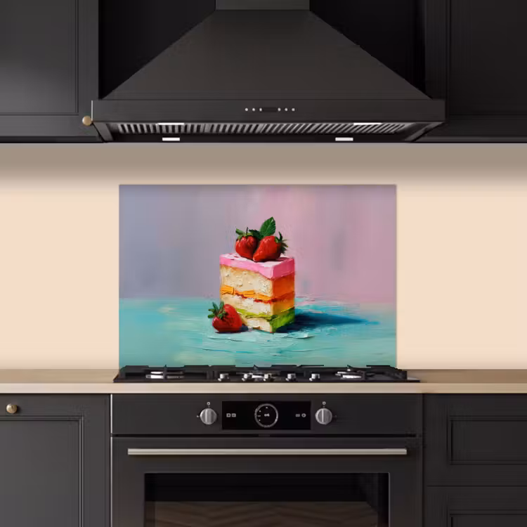 Spatscherm keuken - Taartje - Aardbeien - Glazuur - Kleurrijk — 2