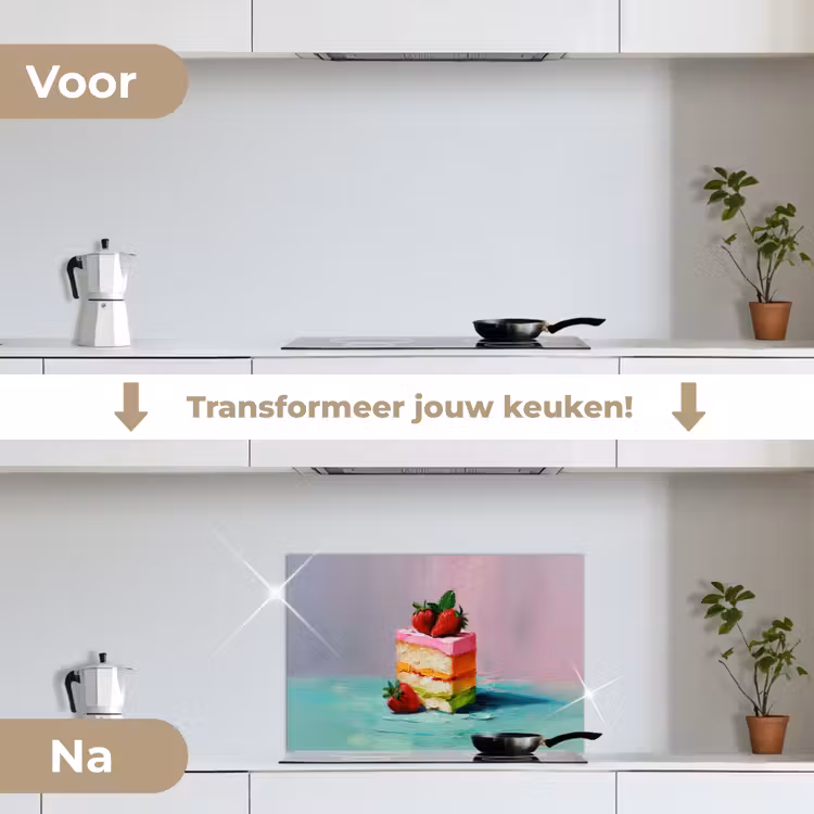 Spatscherm keuken - Taartje - Aardbeien - Glazuur - Kleurrijk — 3