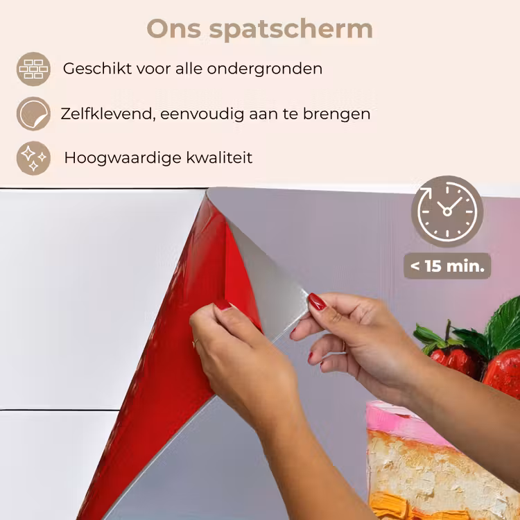 Spatscherm keuken - Taartje - Aardbeien - Glazuur - Kleurrijk — 4