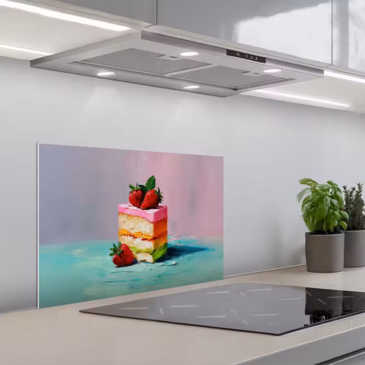 Spatscherm keuken - Taartje - Aardbeien - Glazuur - Kleurrijk — 5