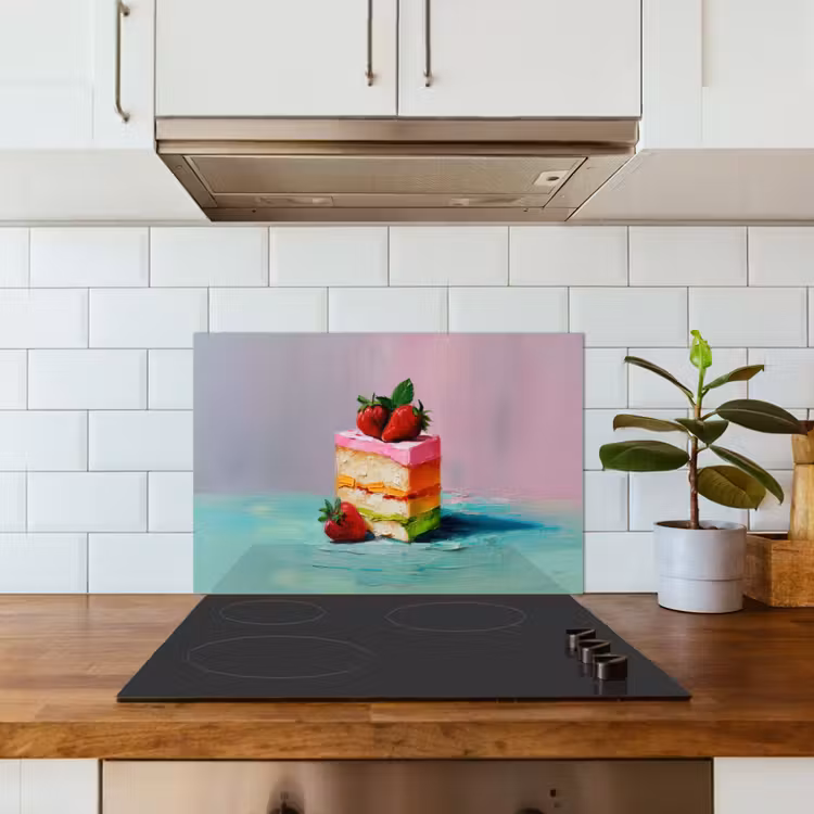 Spatscherm keuken - Taartje - Aardbeien - Glazuur - Kleurrijk — 6