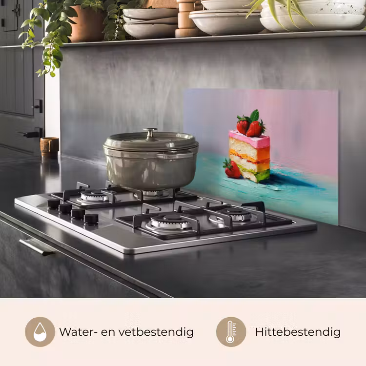 Spatscherm keuken - Taartje - Aardbeien - Glazuur - Kleurrijk — 7