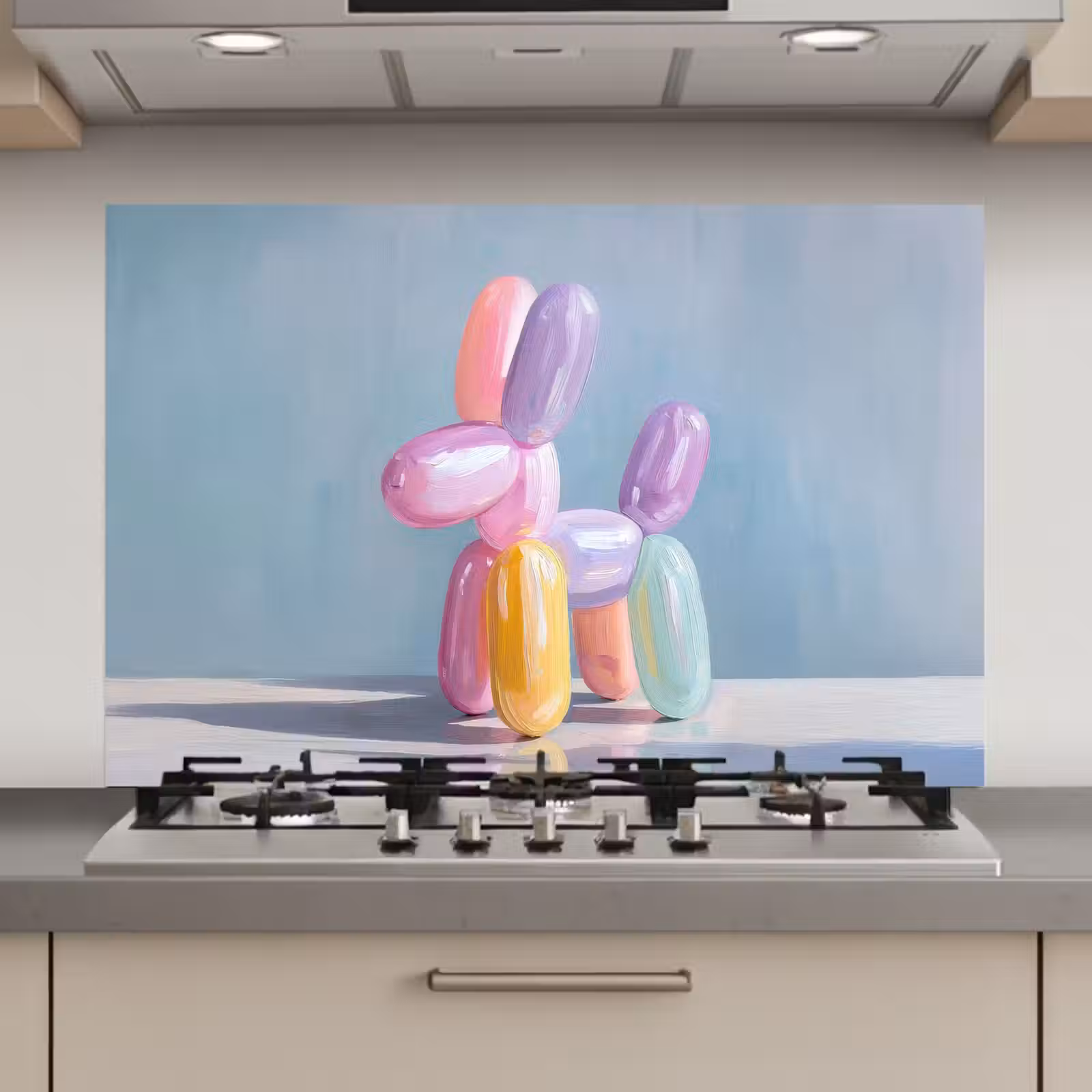 Spatscherm keuken - Dier - Ballon - Pasteltinten - Glanzend — 1