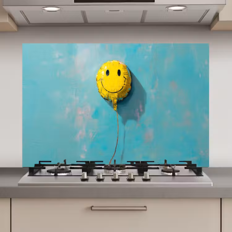 Spatscherm keuken - Ballon - Geel - Smiley — 1