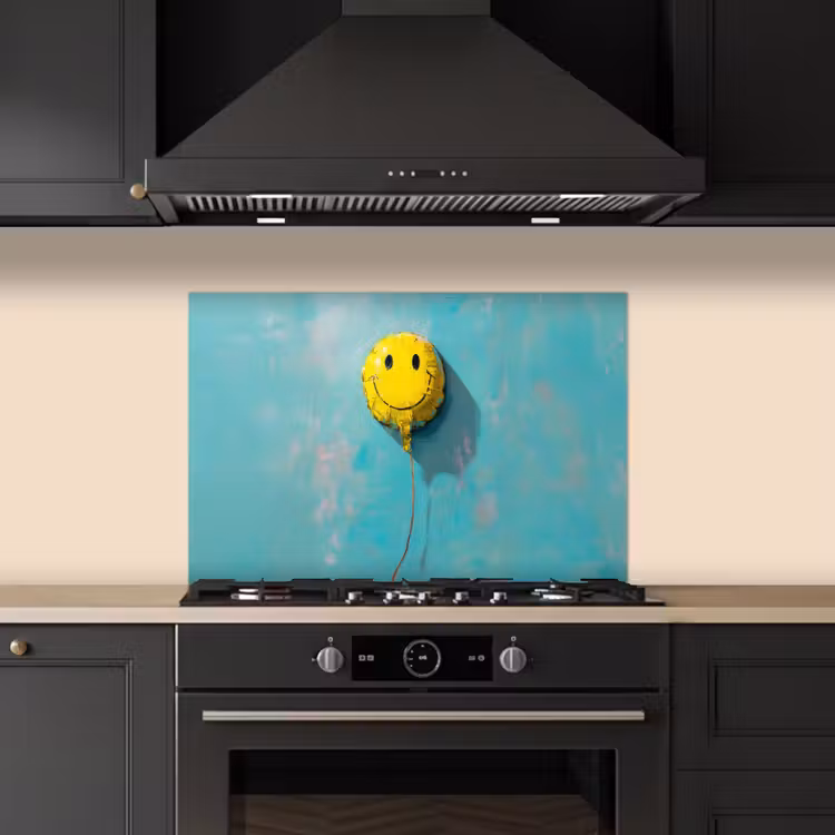 Spatscherm keuken - Ballon - Geel - Smiley — 2