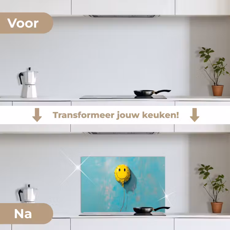 Spatscherm keuken - Ballon - Geel - Smiley — 3