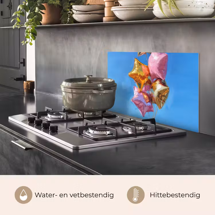 Spatscherm keuken - Ballonnen - Goud - Stervorm - Roze — 7