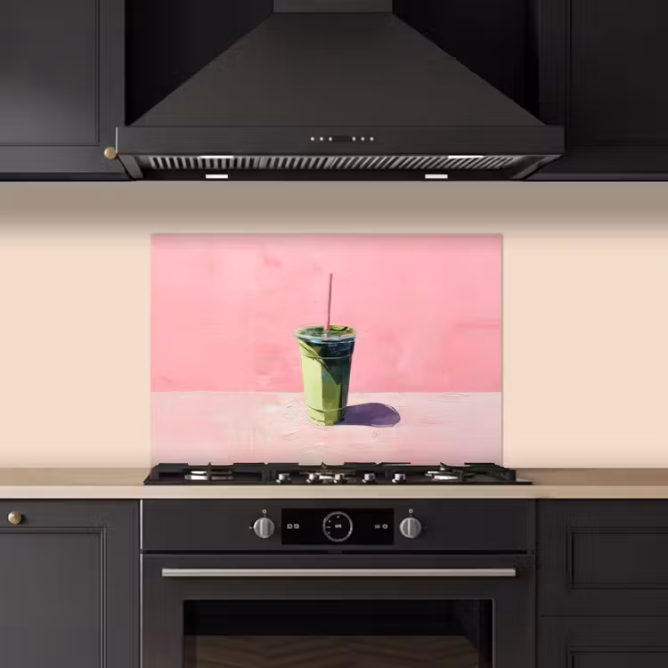 Spatscherm keuken - Beker - Rietje - Minimalistisch - Groen — 2