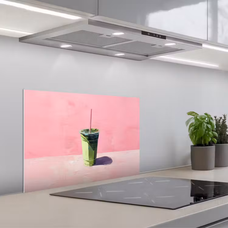 Spatscherm keuken - Beker - Rietje - Minimalistisch - Groen — 5