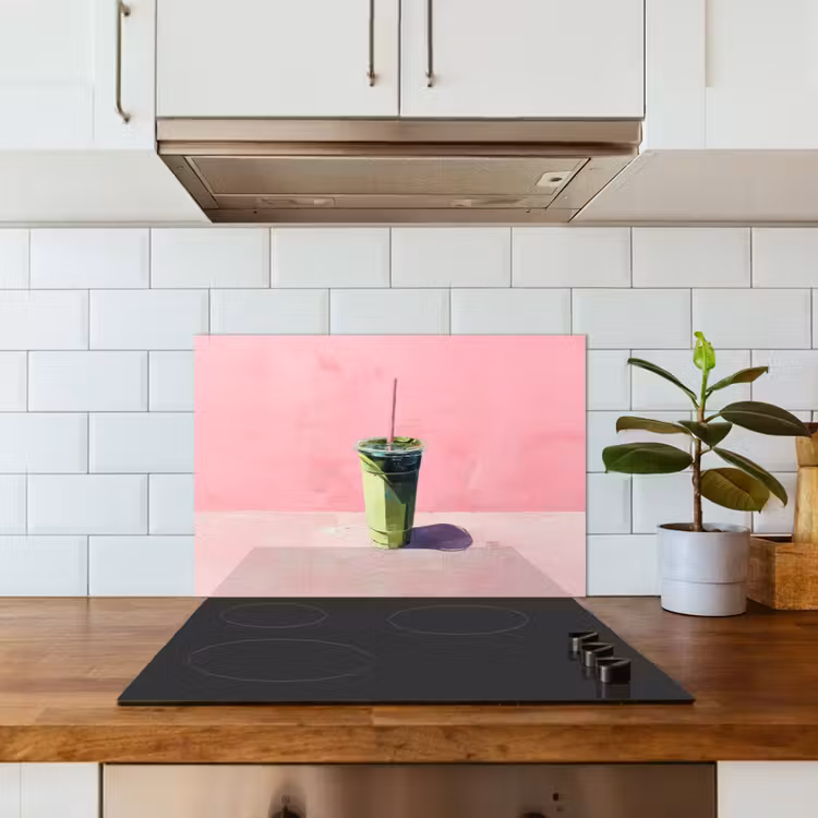 Spatscherm keuken - Beker - Rietje - Minimalistisch - Groen — 6