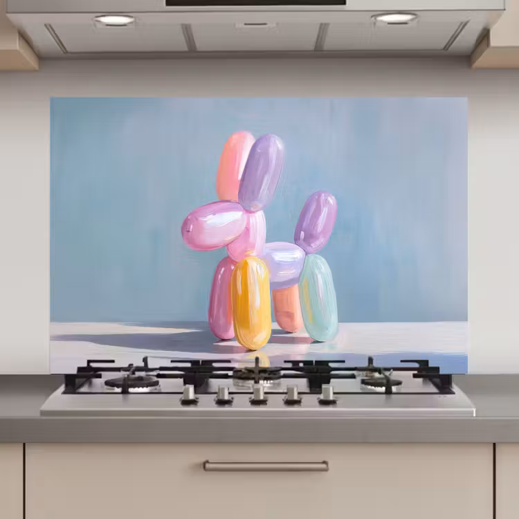 Spatscherm keuken - Dier - Ballon - Pasteltinten - Glanzend — 1