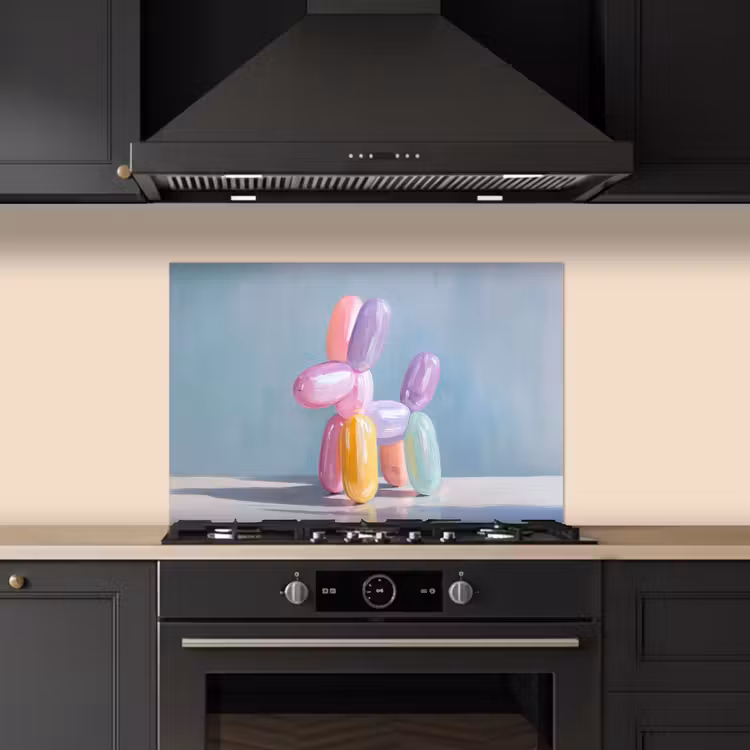 Spatscherm keuken - Dier - Ballon - Pasteltinten - Glanzend — 2