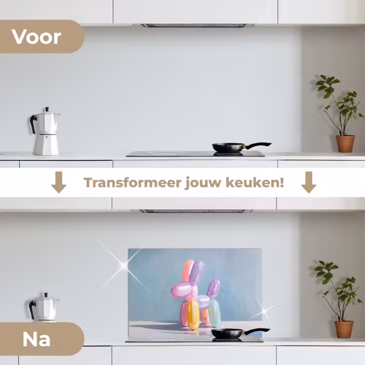 Spatscherm keuken - Dier - Ballon - Pasteltinten - Glanzend — 3