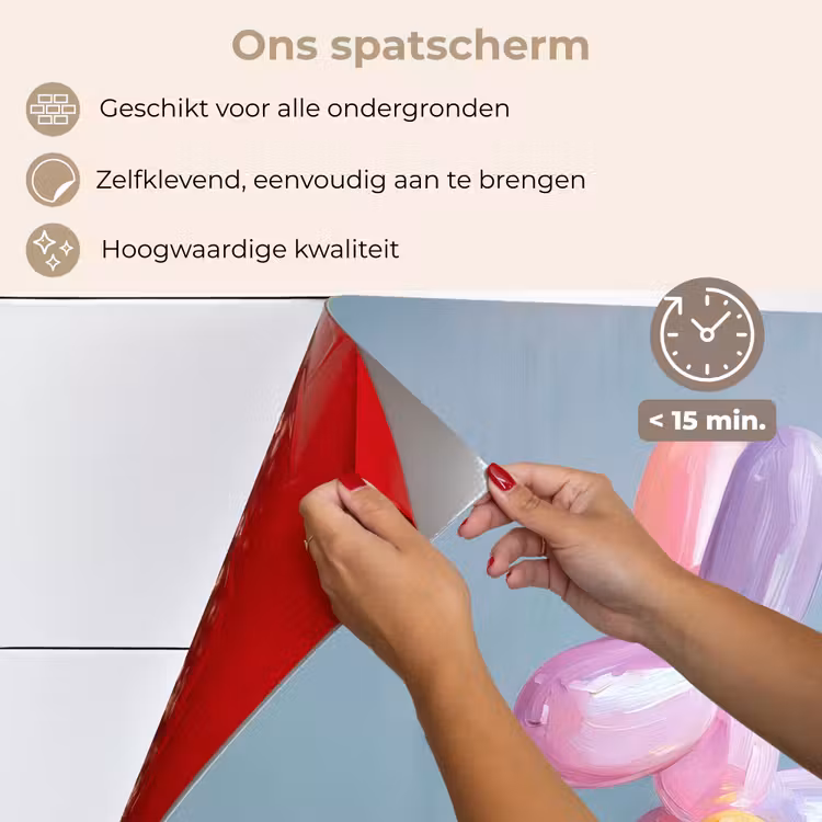 Spatscherm keuken - Dier - Ballon - Pasteltinten - Glanzend — 4