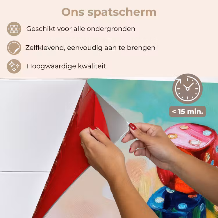 Spatscherm keuken - Dobbelstenen - Kleurrijk - Getallen - Stipjes — 4