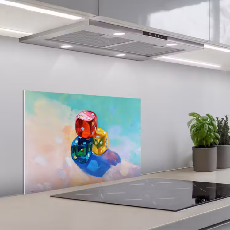 Spatscherm keuken - Dobbelstenen - Kleurrijk - Getallen - Stipjes — 5