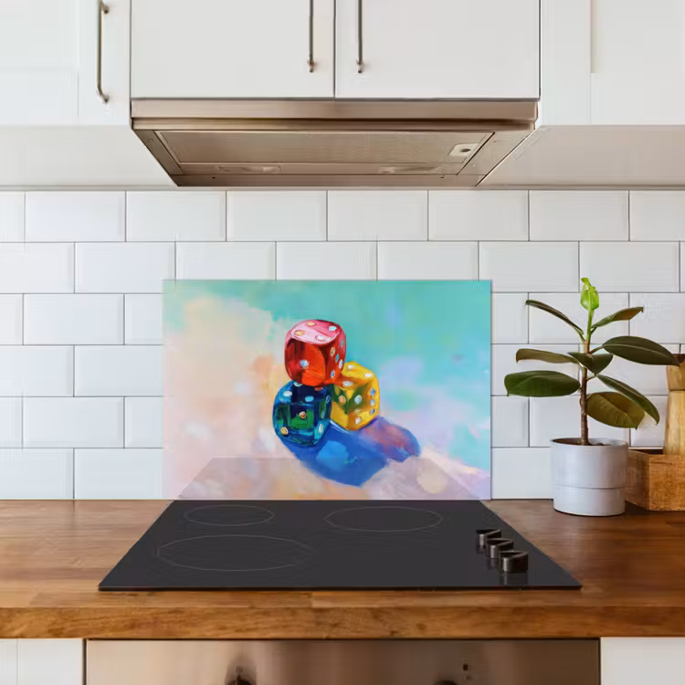 Spatscherm keuken - Dobbelstenen - Kleurrijk - Getallen - Stipjes — 6