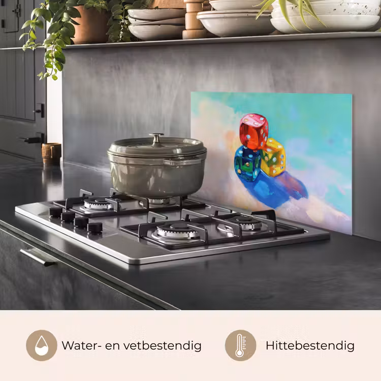 Spatscherm keuken - Dobbelstenen - Kleurrijk - Getallen - Stipjes — 7