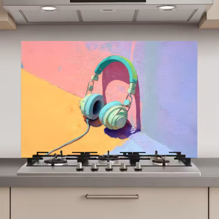 Spatscherm keuken - Koptelefoon - Mintgroen - Draad — 1