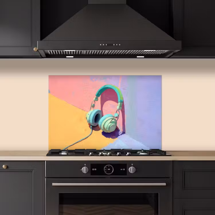 Spatscherm keuken - Koptelefoon - Mintgroen - Draad — 2