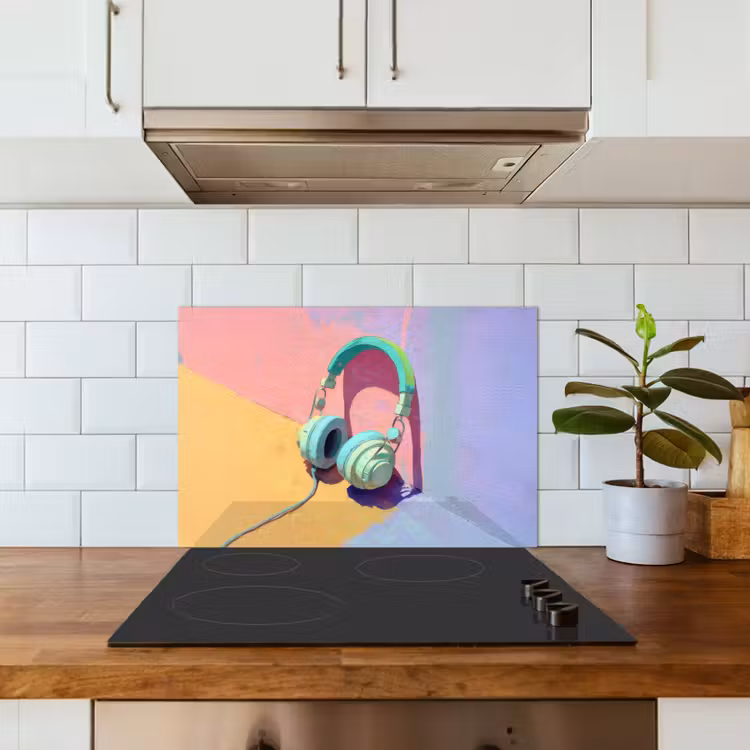 Spatscherm keuken - Koptelefoon - Mintgroen - Draad — 6