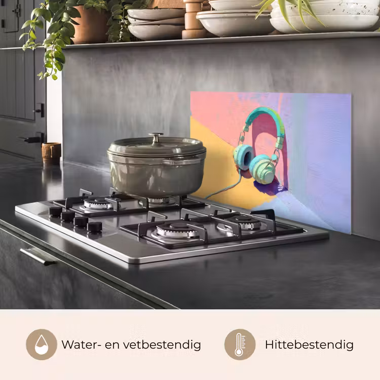 Spatscherm keuken - Koptelefoon - Mintgroen - Draad — 7