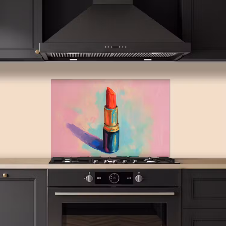 Spatscherm keuken - Lippenstift - Rood - Penseelstreken — 2