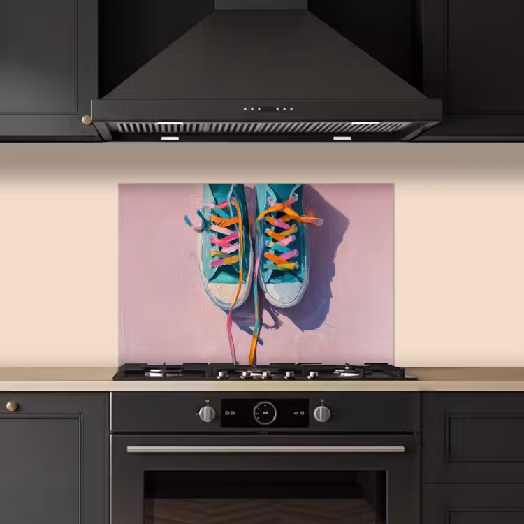 Spatscherm keuken - Sneakers - Veters - Kleurrijk - Schaduw — 2