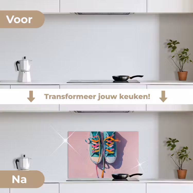 Spatscherm keuken - Sneakers - Veters - Kleurrijk - Schaduw — 3