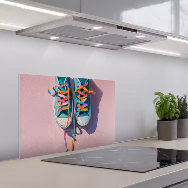 Spatscherm keuken - Sneakers - Veters - Kleurrijk - Schaduw — 5