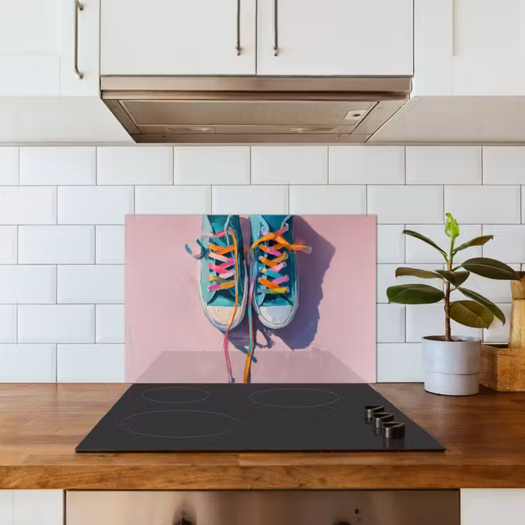 Spatscherm keuken - Sneakers - Veters - Kleurrijk - Schaduw — 6