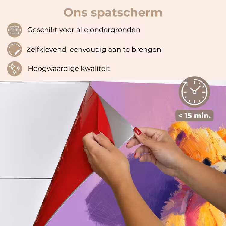 Spatscherm keuken - Teddybeer - Schaduw - Penseelstreken - Paars — 4