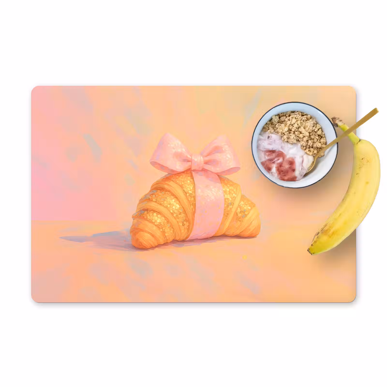 Placemat - 6 stuks - Croissant - Strik - Roze — 1