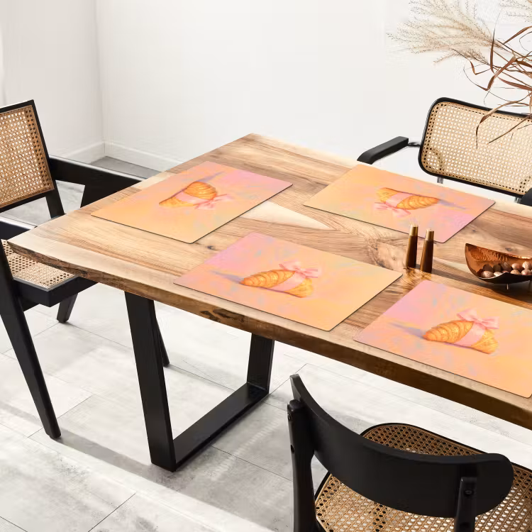 Placemat - 6 stuks - Croissant - Strik - Roze — 5