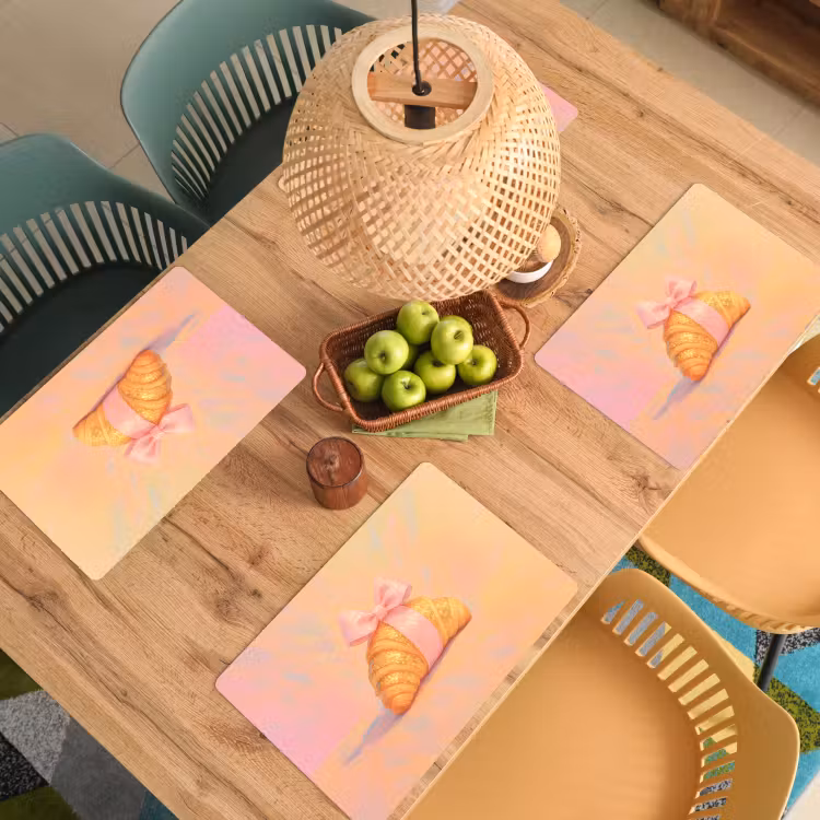 Placemat - 6 stuks - Croissant - Strik - Roze — 6