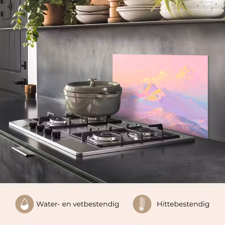 Spatscherm keuken - Bergtoppen - Wolken - Dromerig — 7
