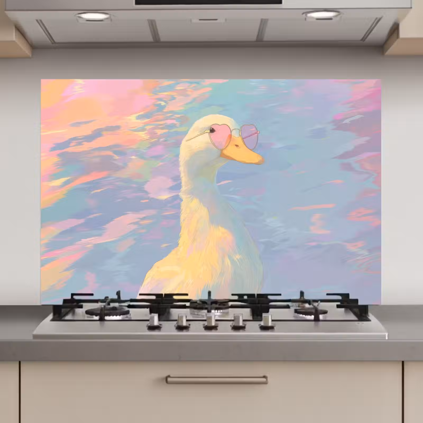 Spatscherm keuken - Eend - Zonnebril - Water — 1
