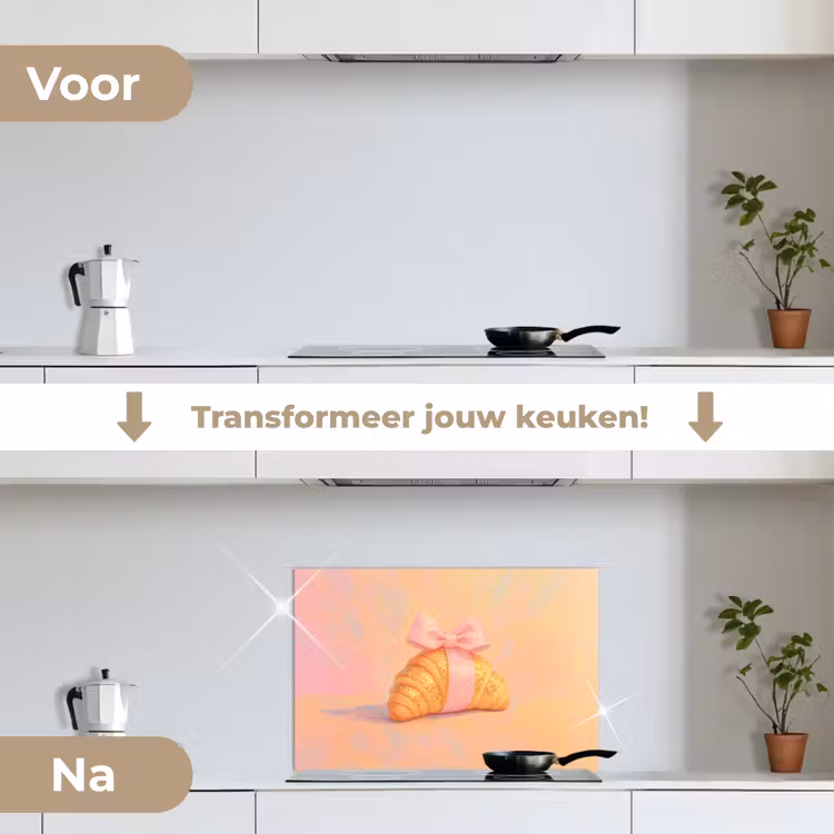 Spatscherm keuken - Croissant - Strik - Roze — 3