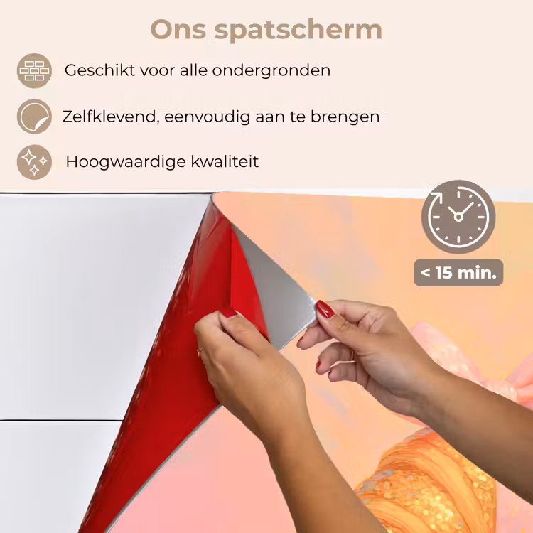 Spatscherm keuken - Croissant - Strik - Roze — 4