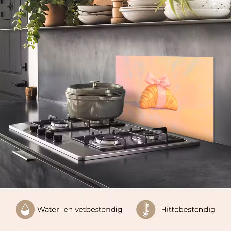 Spatscherm keuken - Croissant - Strik - Roze — 7