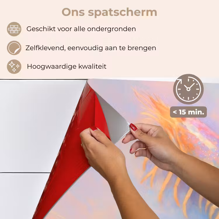 Spatscherm keuken - Garnaal - Subtiele structuur - Blauw - Roze — 4
